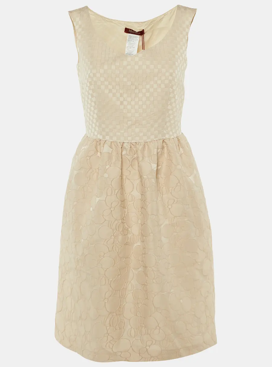 Max Mara Studio Cream Floral Patterned Crepe Short Dress M