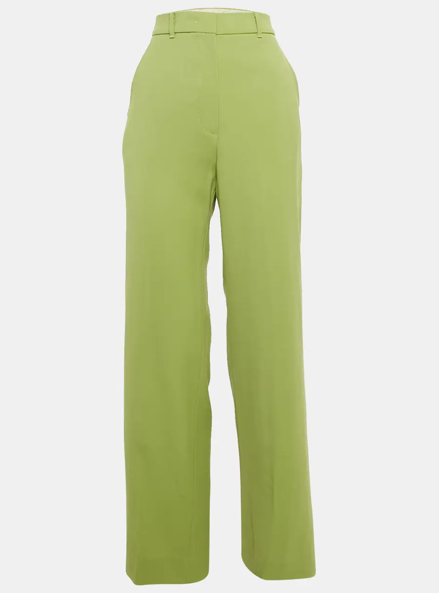 Max Mara Studio Green Gabardine High-Rise Trousers S