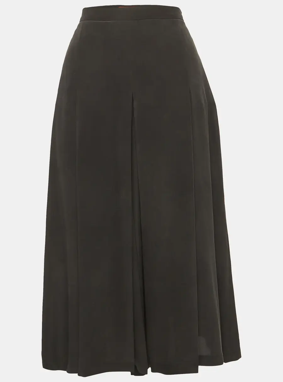 Max Mara Studio Black Crepe Box Pleat Midi Skirt S