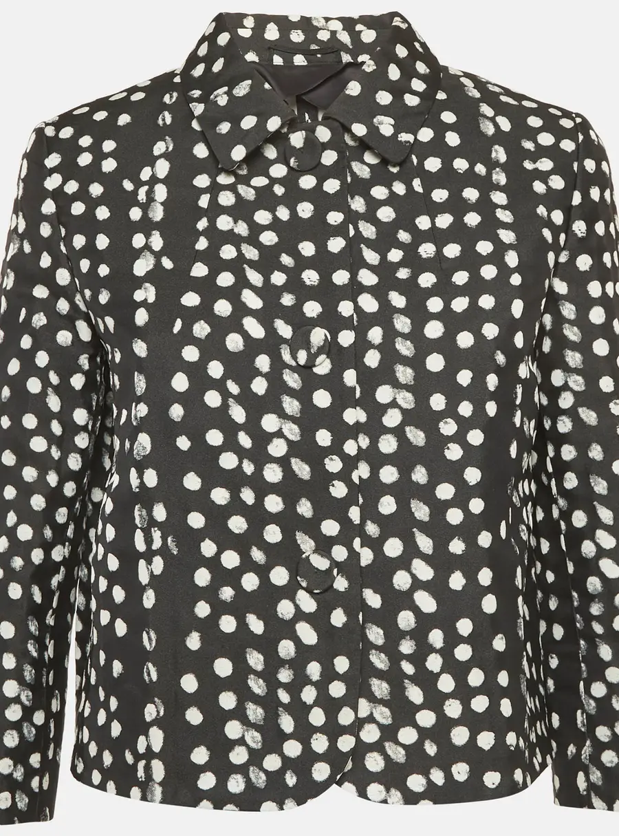 Max Mara Studio Black/White Wool Dotted Cropped Blazer M