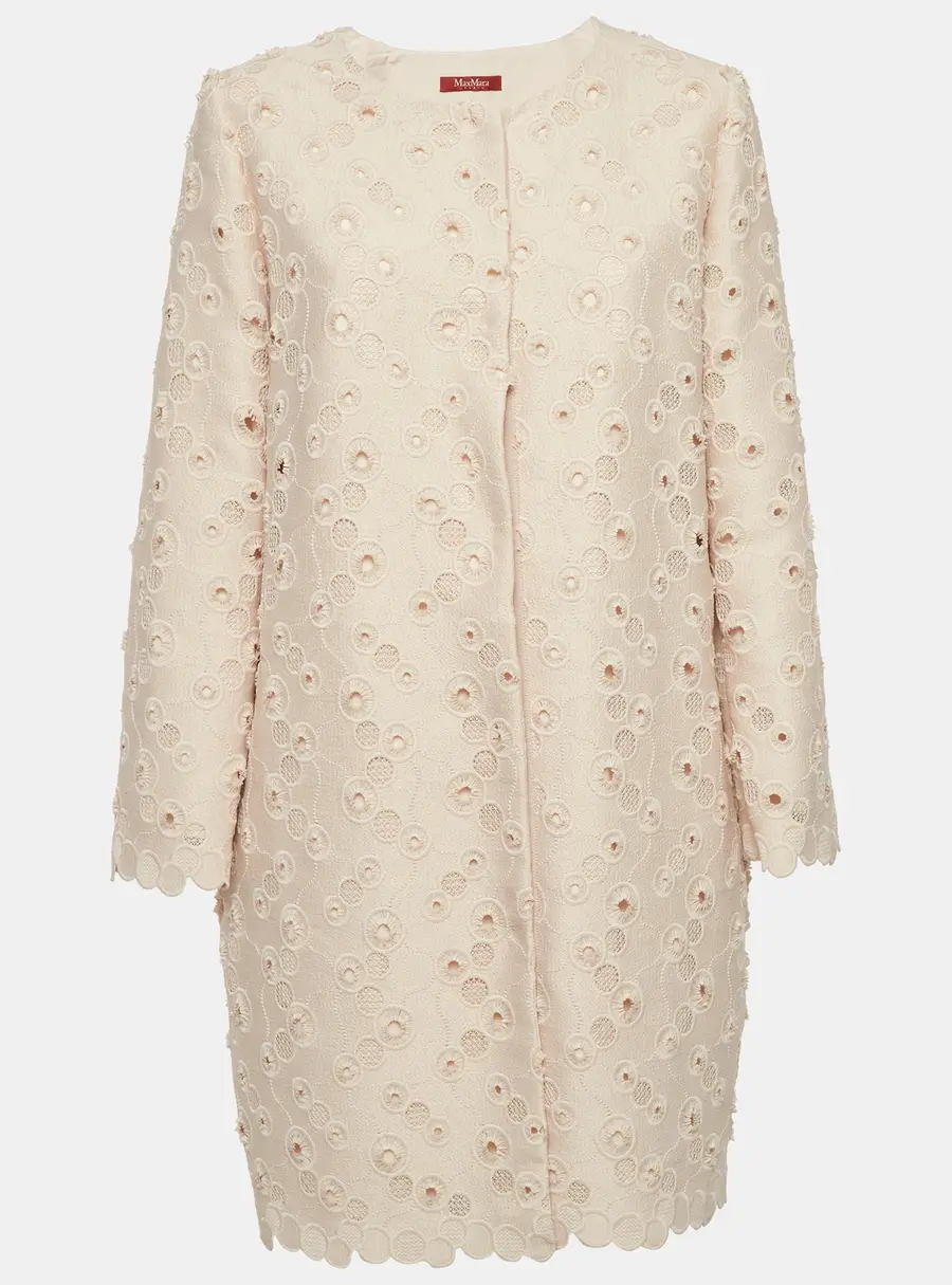 Max Mara Studio Pink Embroidered Cotton Coat L