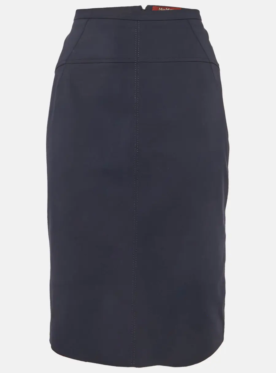 Max Mara Studio Navy Blue Stretch Knit Pencil Skirt L