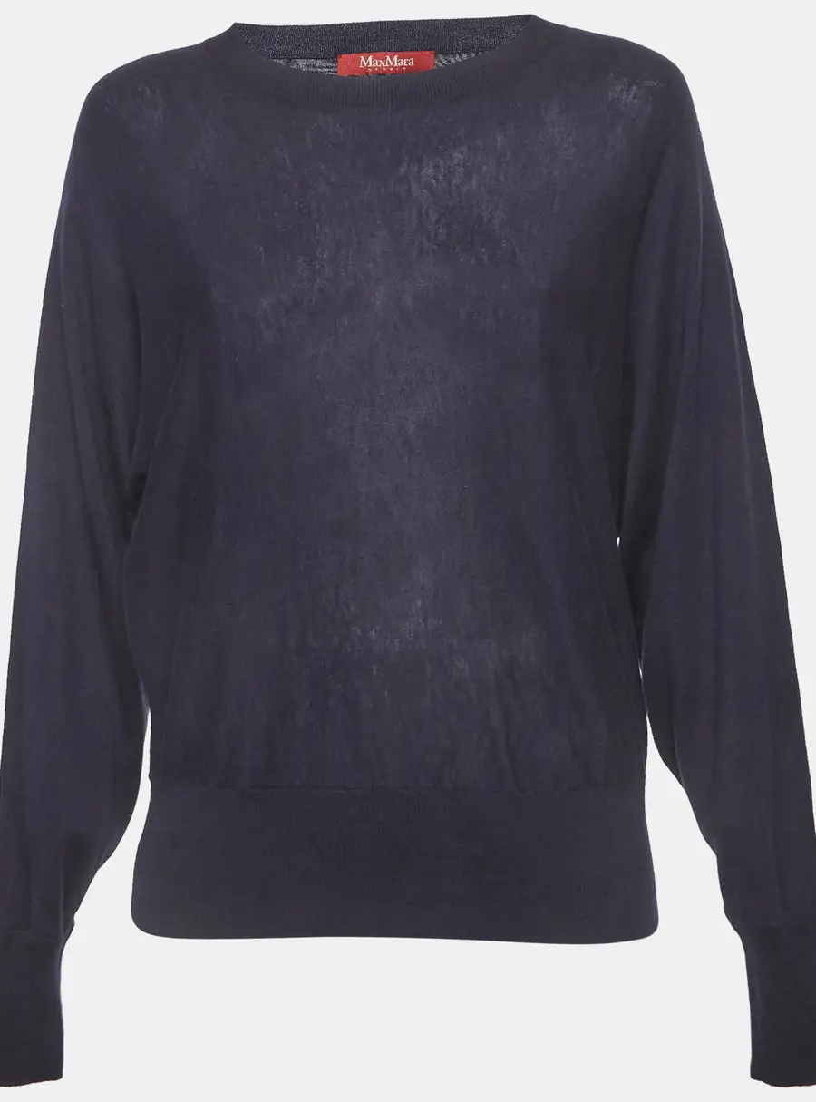 Max Mara Studio Navy Blue Knit Dolman Sleeve Jumper L