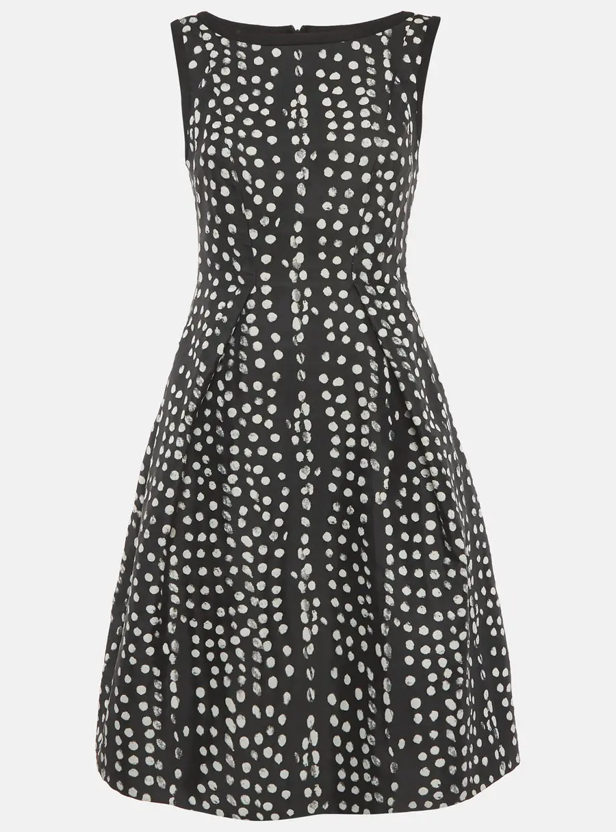 Max Mara Studio Black/White Dotted Flared Mini Dress M