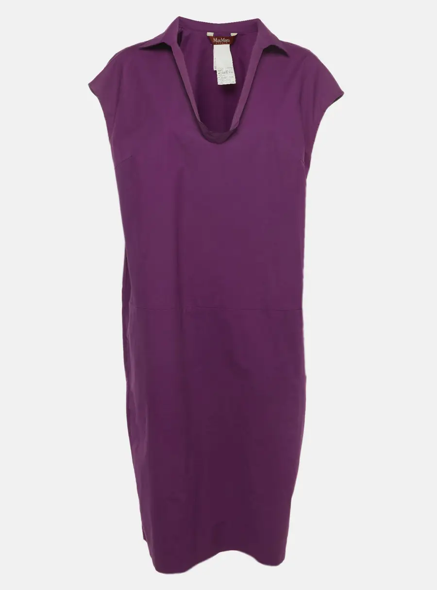 Max Mara Studio Purple Stretch Cotton Sleeveless Midi Dress XL