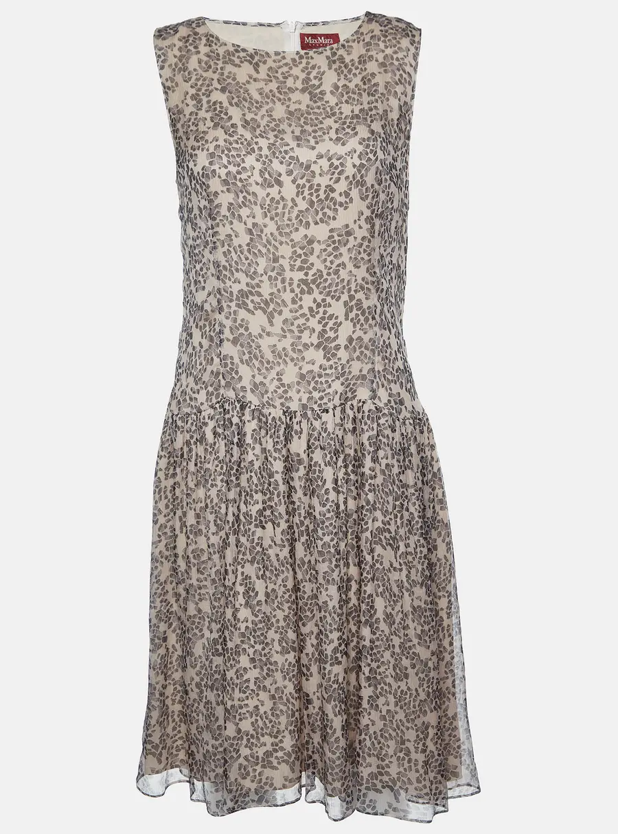 Max Mara Studio Pale Pink Printed Silk Sleeveless Dress M