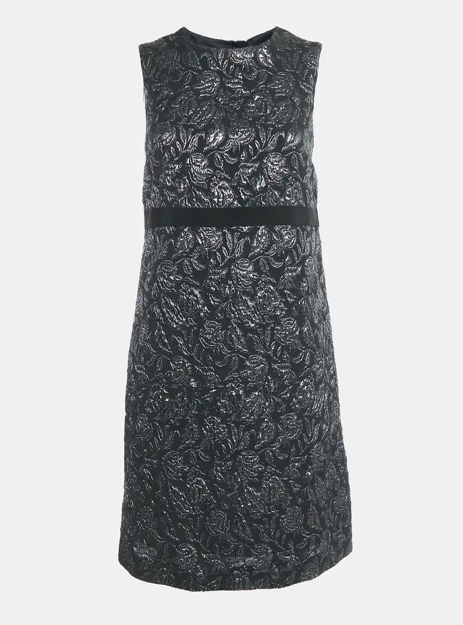 Max Mara Studio Black Jacquard Sleeveless Mini Dress M