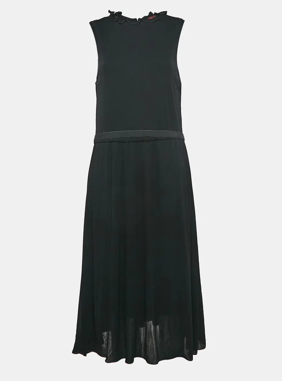 Max Mara Black Jersey Belted Midi Dress L