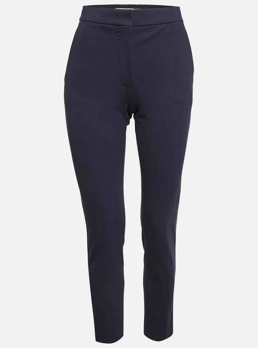 Max Mara Navy Blue Stretch Crepe Formal Trousers XS