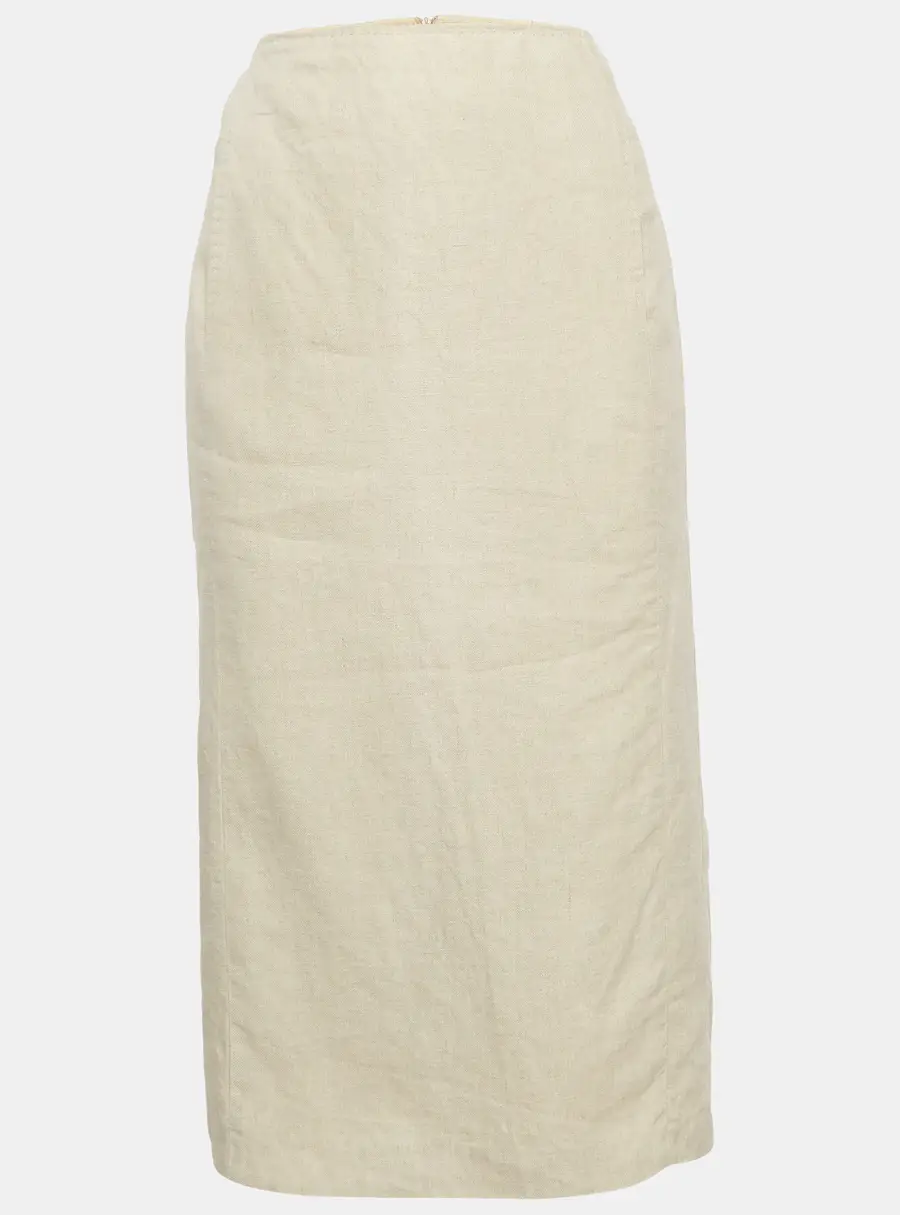 Max Mara Beige Linen Midi Skirt M