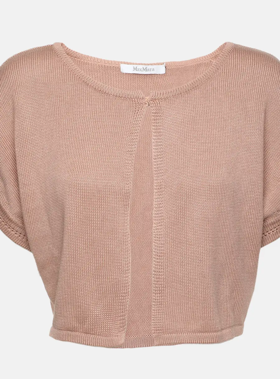 Max Mara Beige Silk Knit Sleeveless Crop Top M