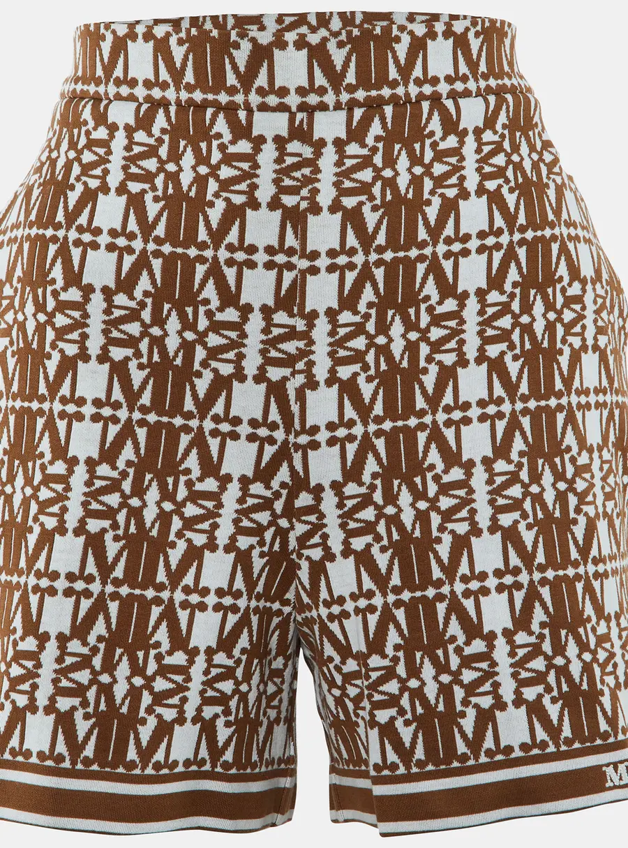 Max Mara Brown Logo Pattern Knit Anagni Shorts L