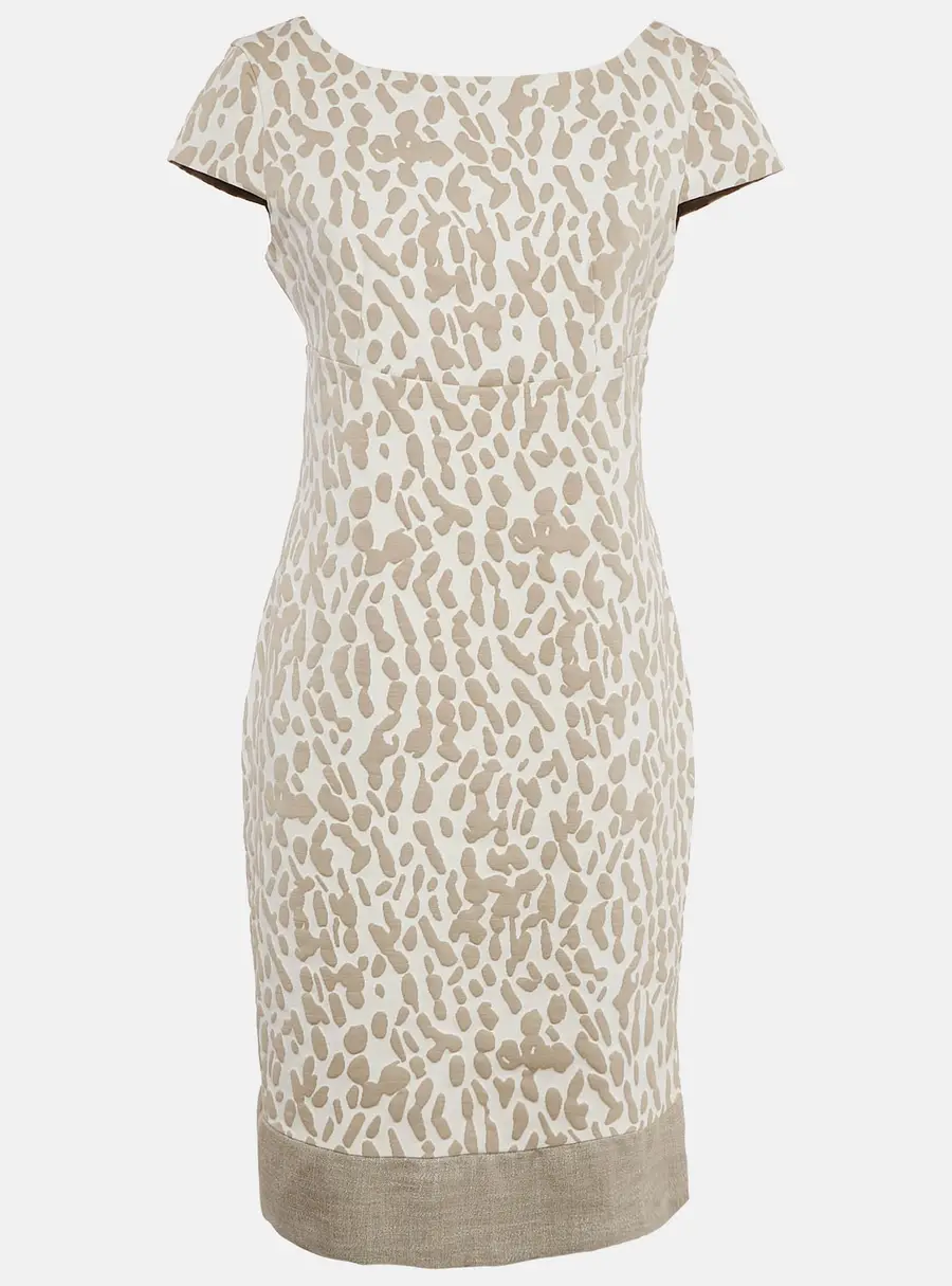 Max Mara Ivory/Beige Jacquard Knit Cap Sleeve Short Dress M
