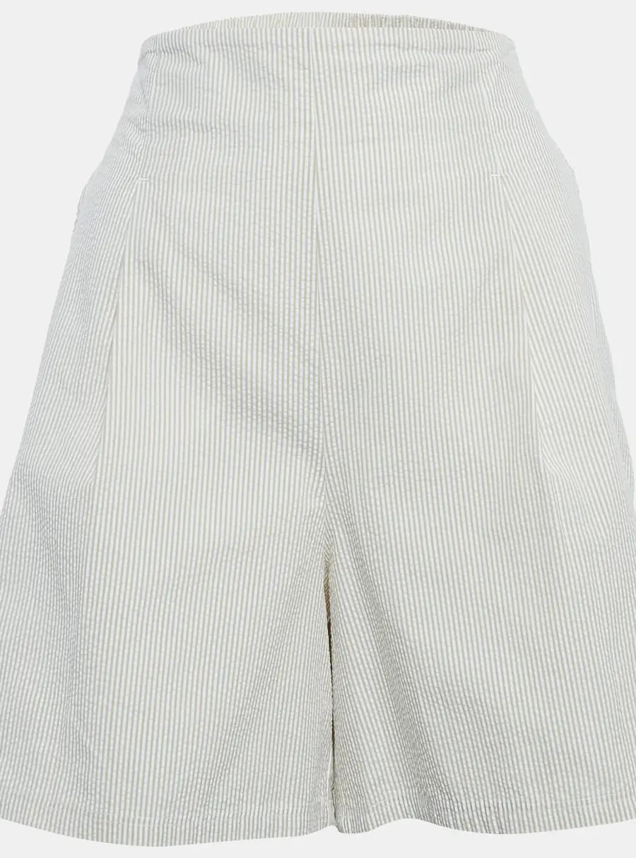 Max Mara Grey Striped Seersucker Shorts L