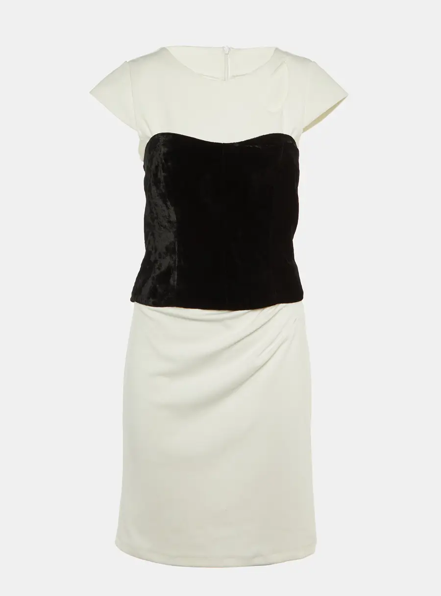 Max Mara White/Black Jersey and Velvet Corset Dress Set