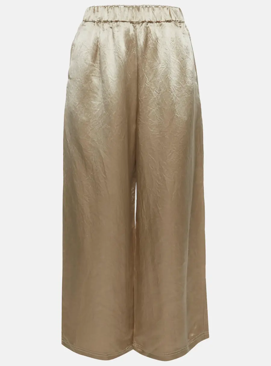 Max Mara Champagne Satin Wide Leg Trousers S