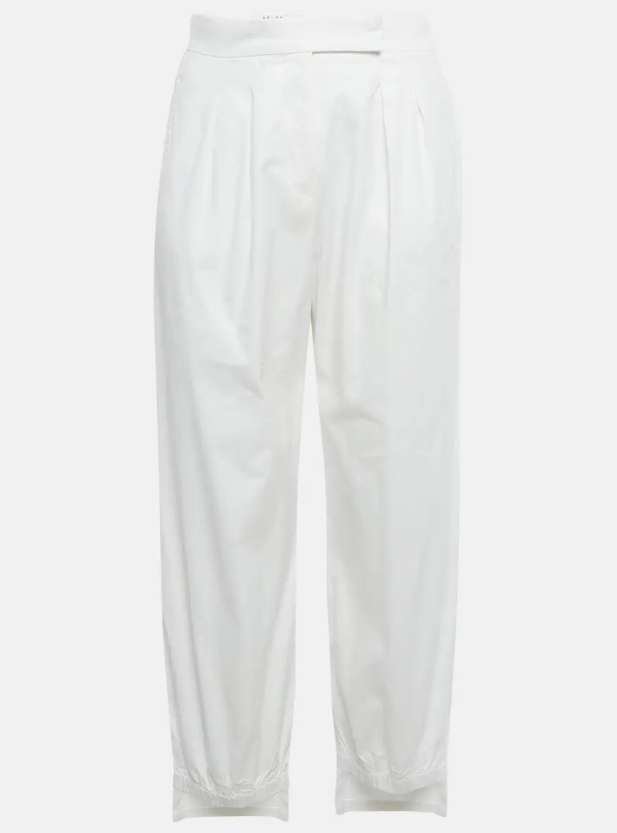 Max Mara White Cotton Asymmetrical Hem Filly Trousers S