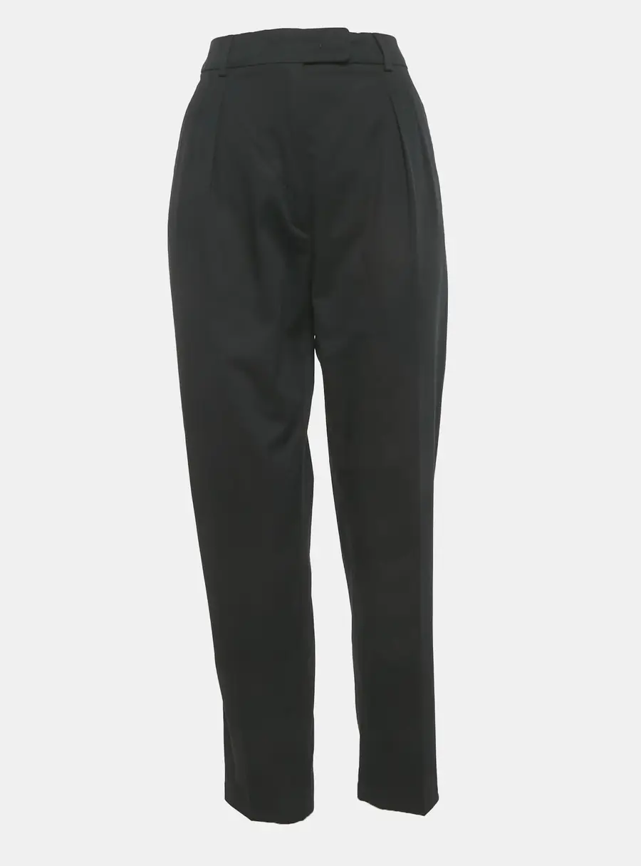 Max Mara Black Cotton Tapered Formal Trousers M