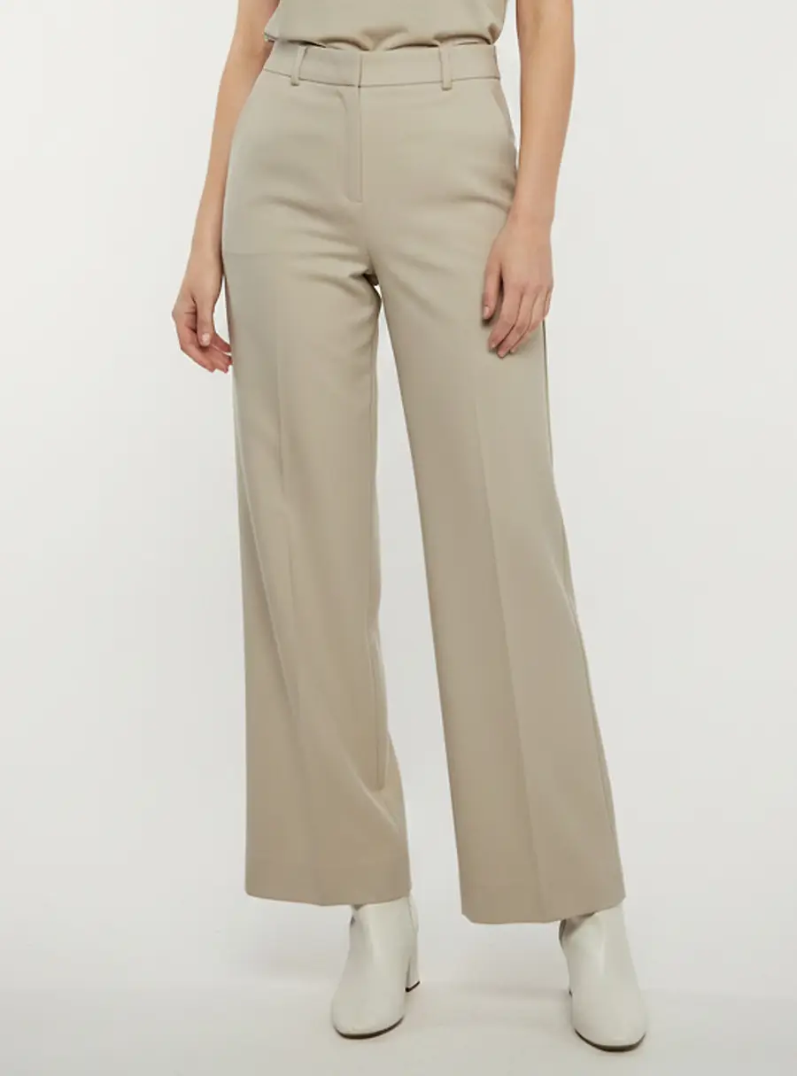 Max Mara Grey Gabardine Straight Fit Trouser S