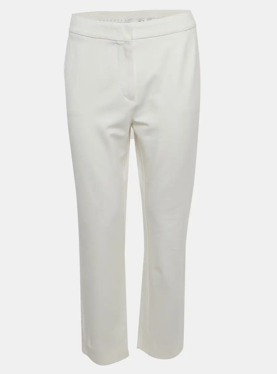 Max Mara White Stretch Knit Straight Fit Trousers M