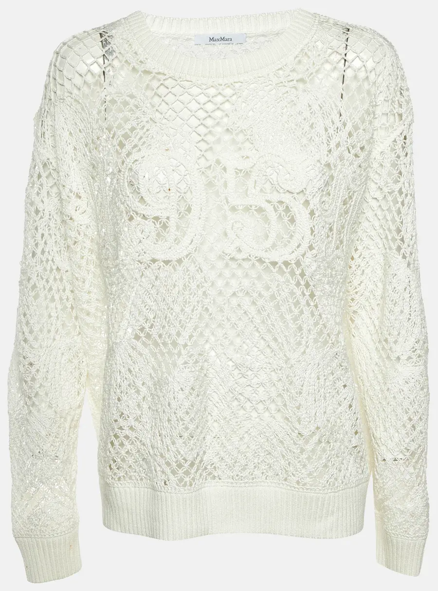 Max Mara White 1951 Open Knit Farea Sweater M
