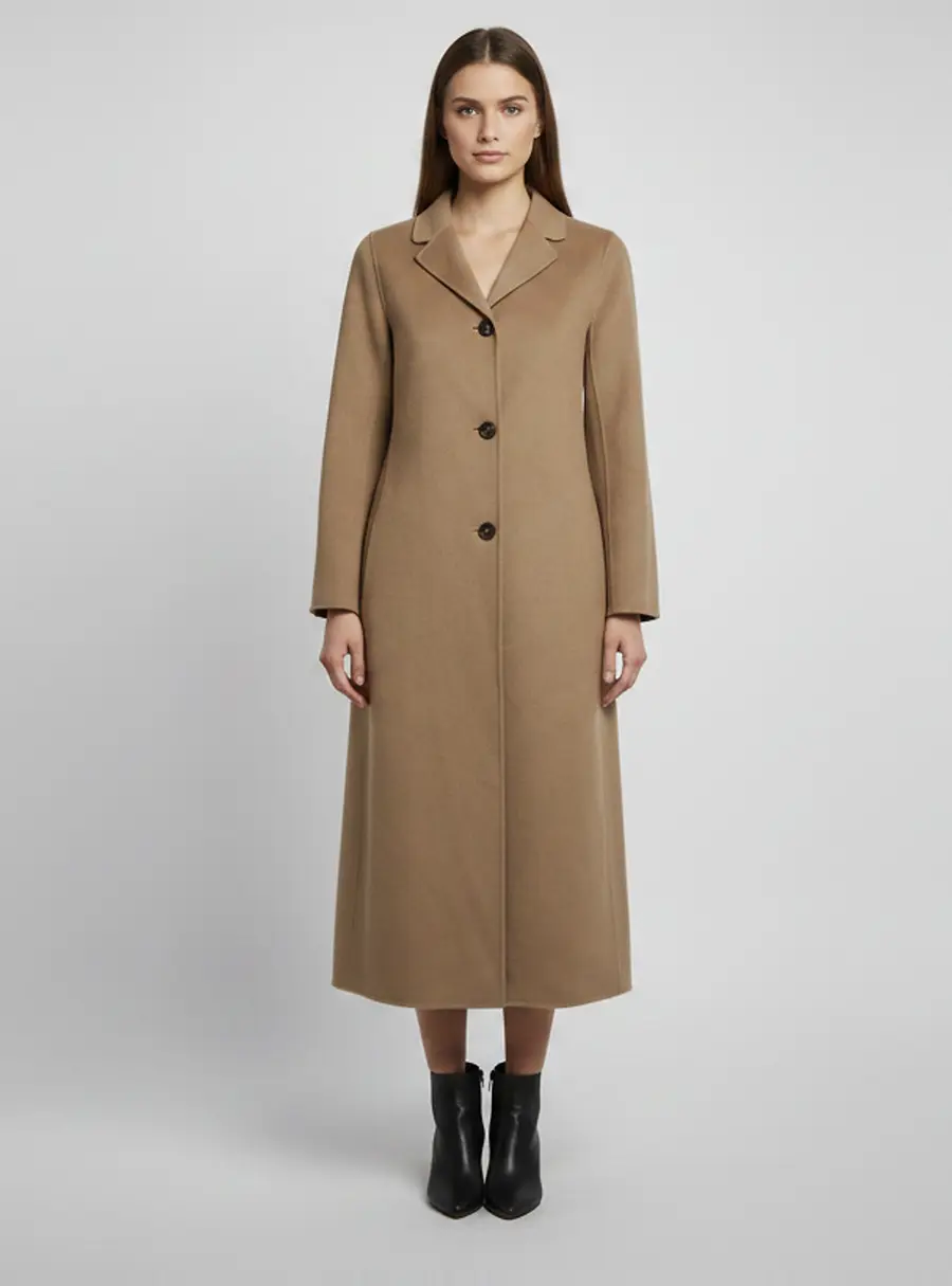 'S Max Mara Brown Wool Blend Felt Single Breasted Coat S