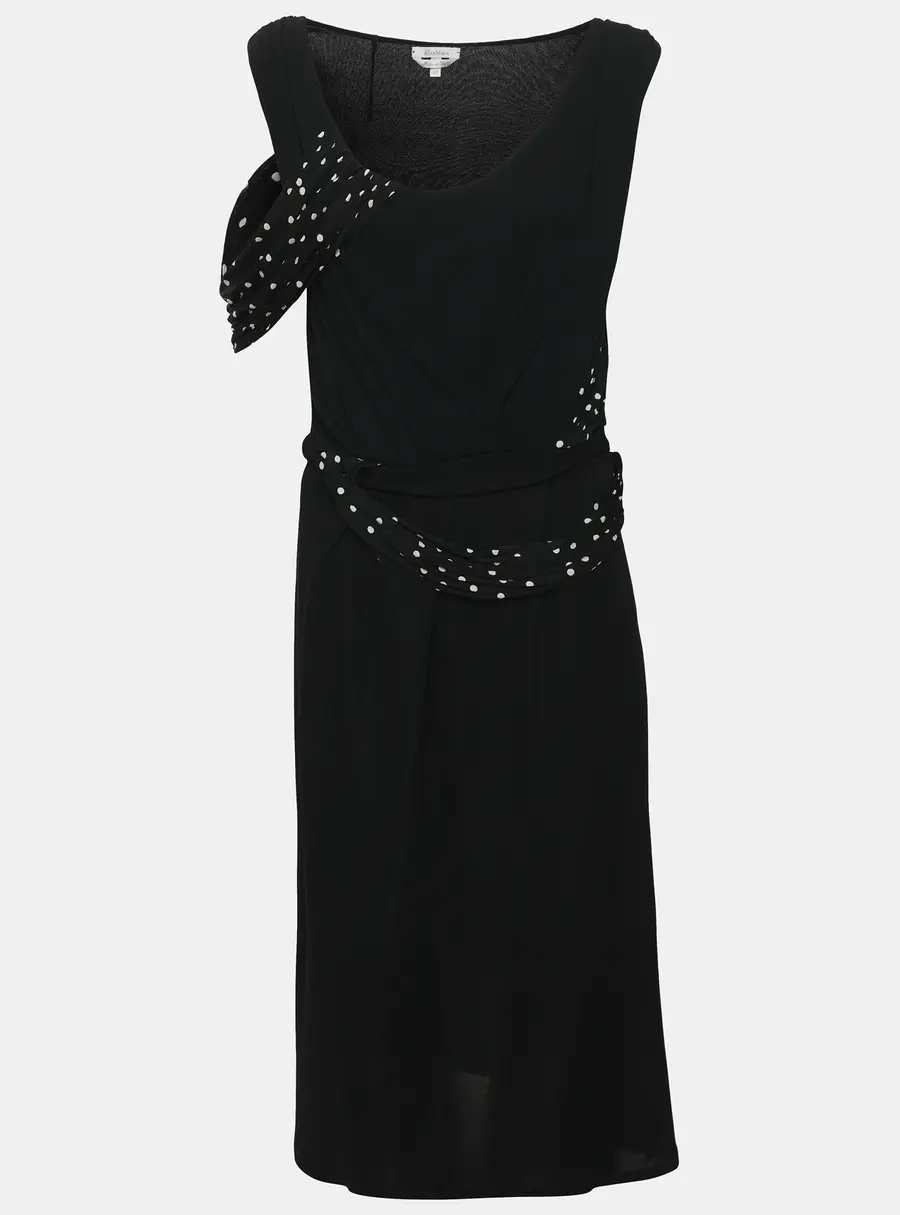 Max Mara Navy Blue Polka Dots Printed Jersey Midi Dress S