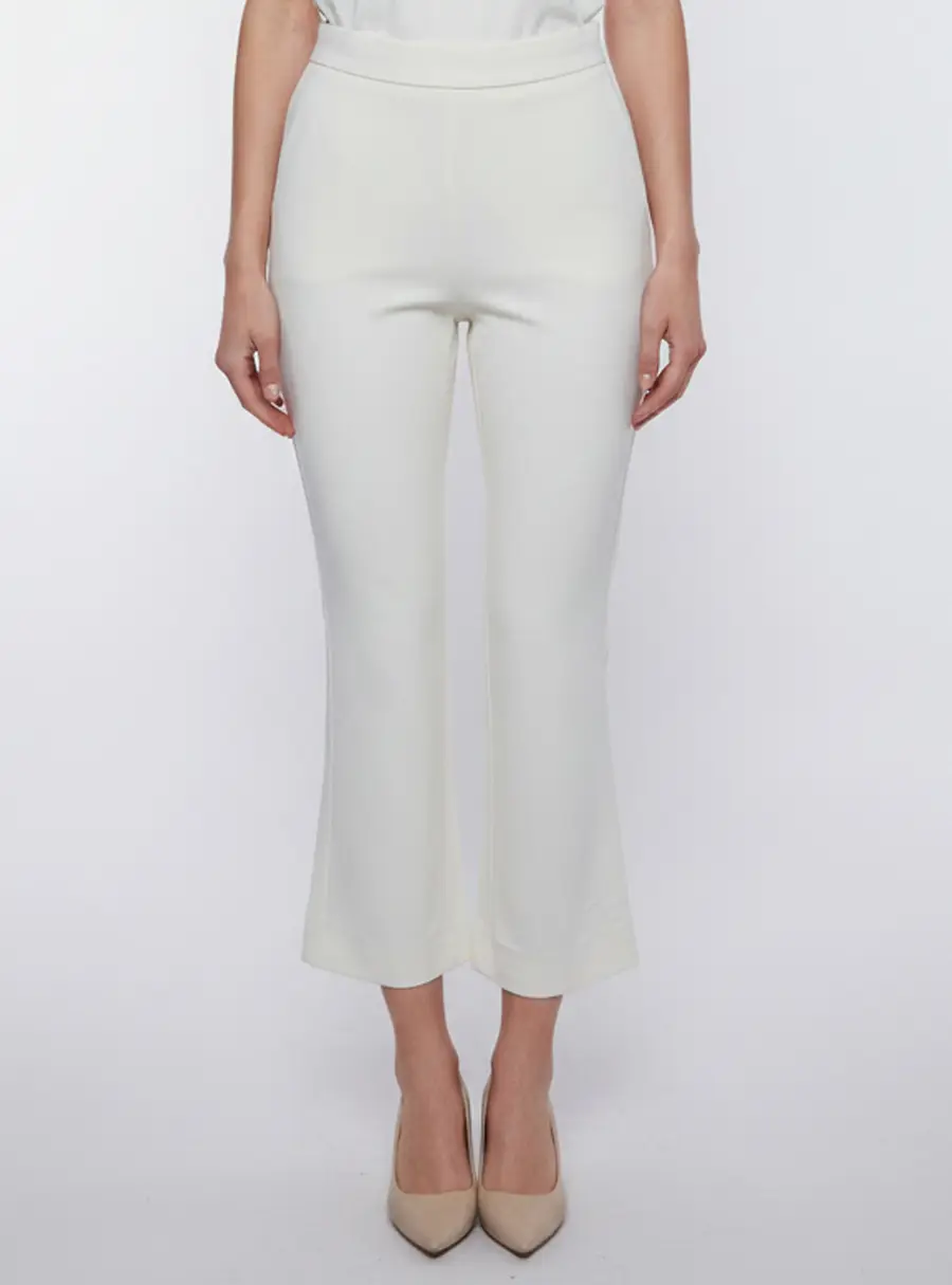 Max Mara Cream Stretch Wool Regular Fit Pants S