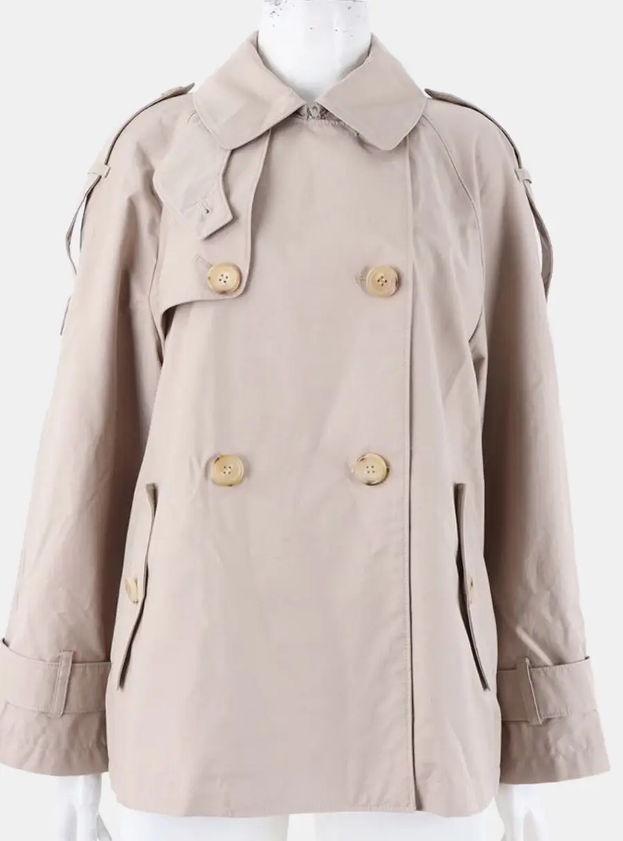 Max Mara The Cube Trench Beige Cotton, Polyester Buttoned Jacket Size S