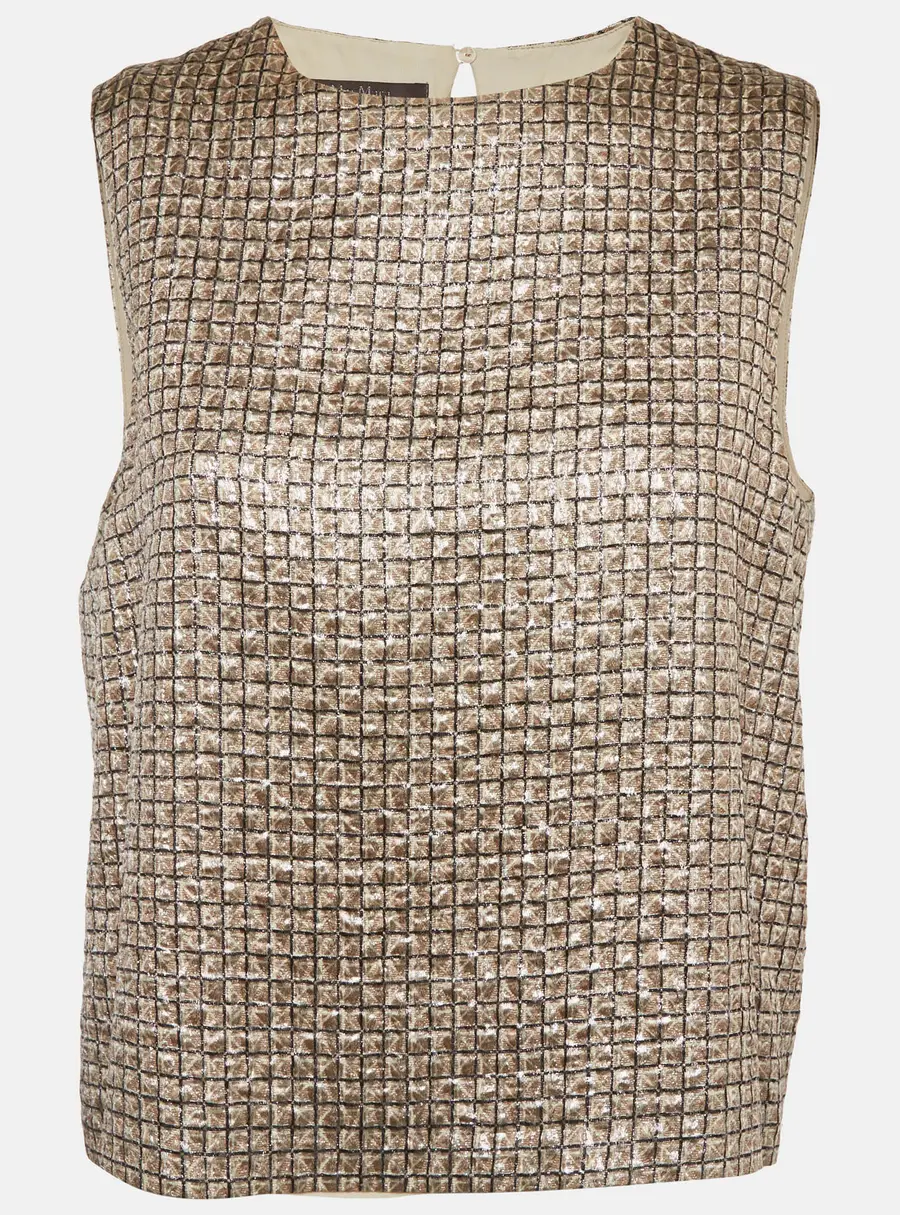 Max mara Brown Lurex Jacquard Sleeveless Top L