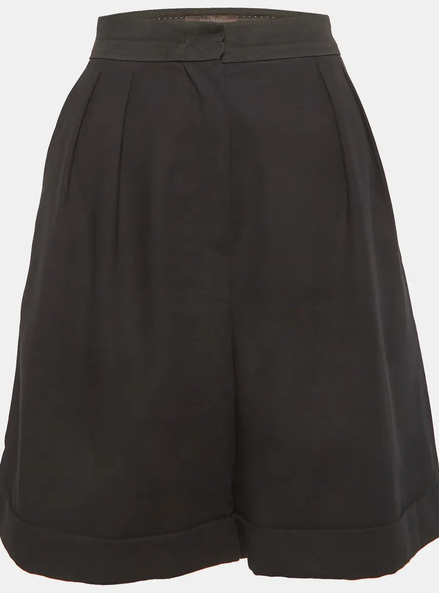 Max Mara Black Cotton Pleated Shorts M