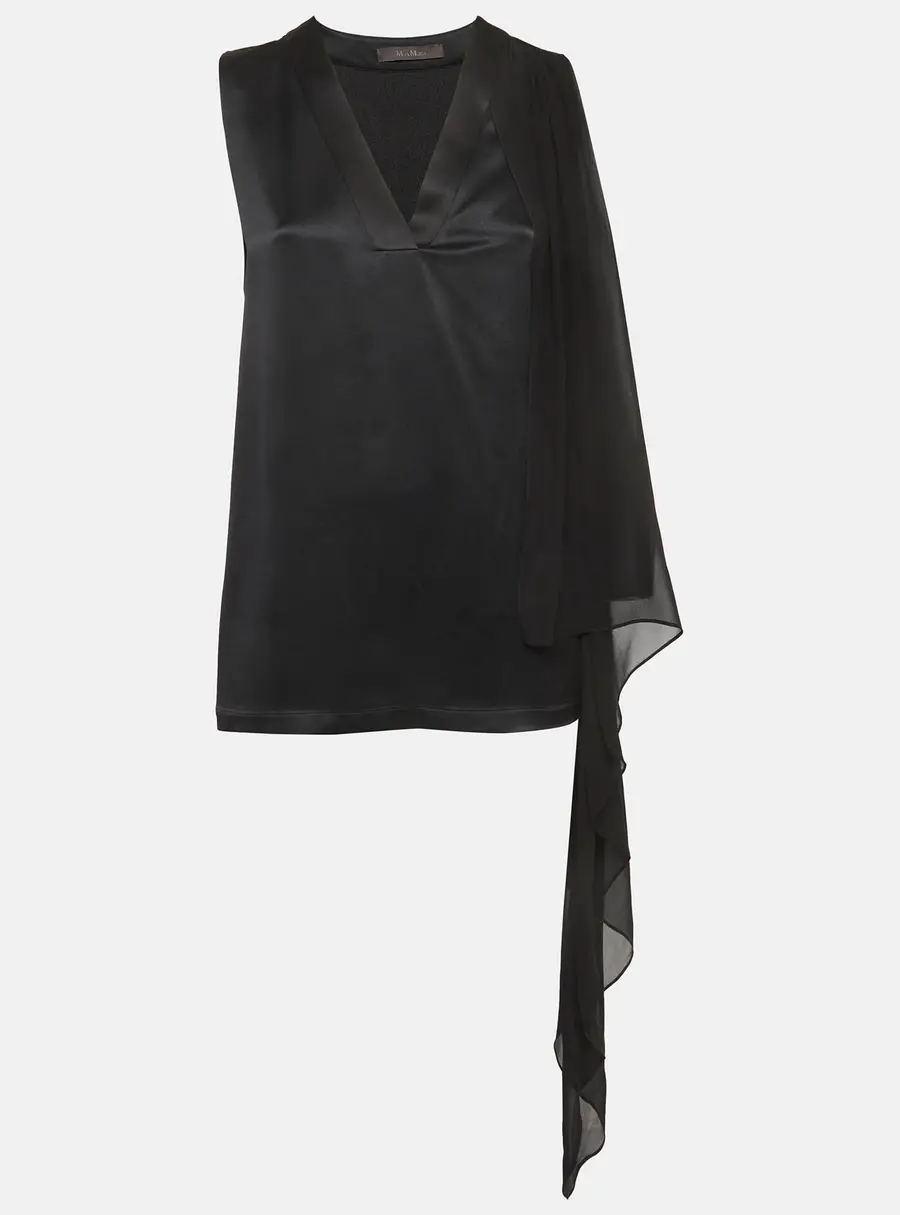 Max Mara Black Satin Silk Sleeveless Top M