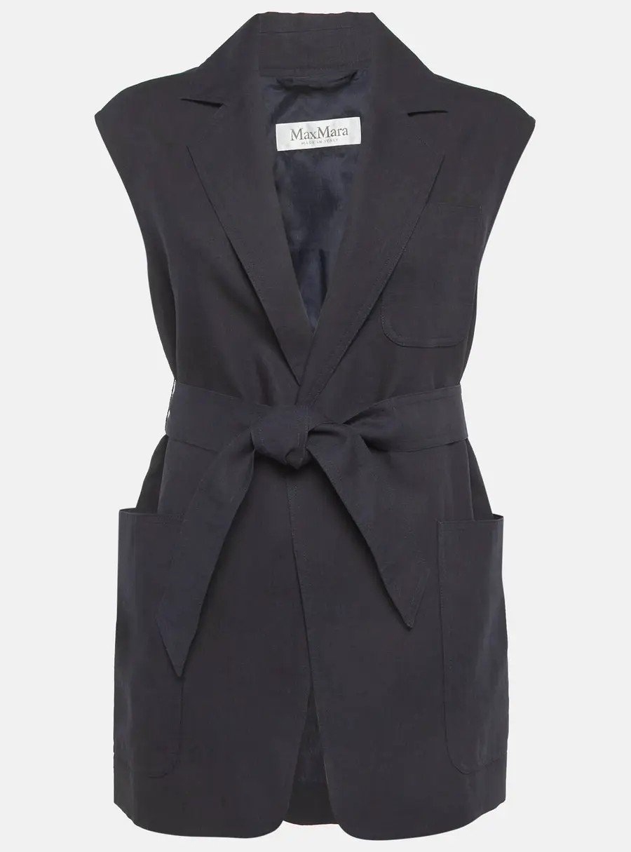Max Mara Navy Blue Linen Vest XS