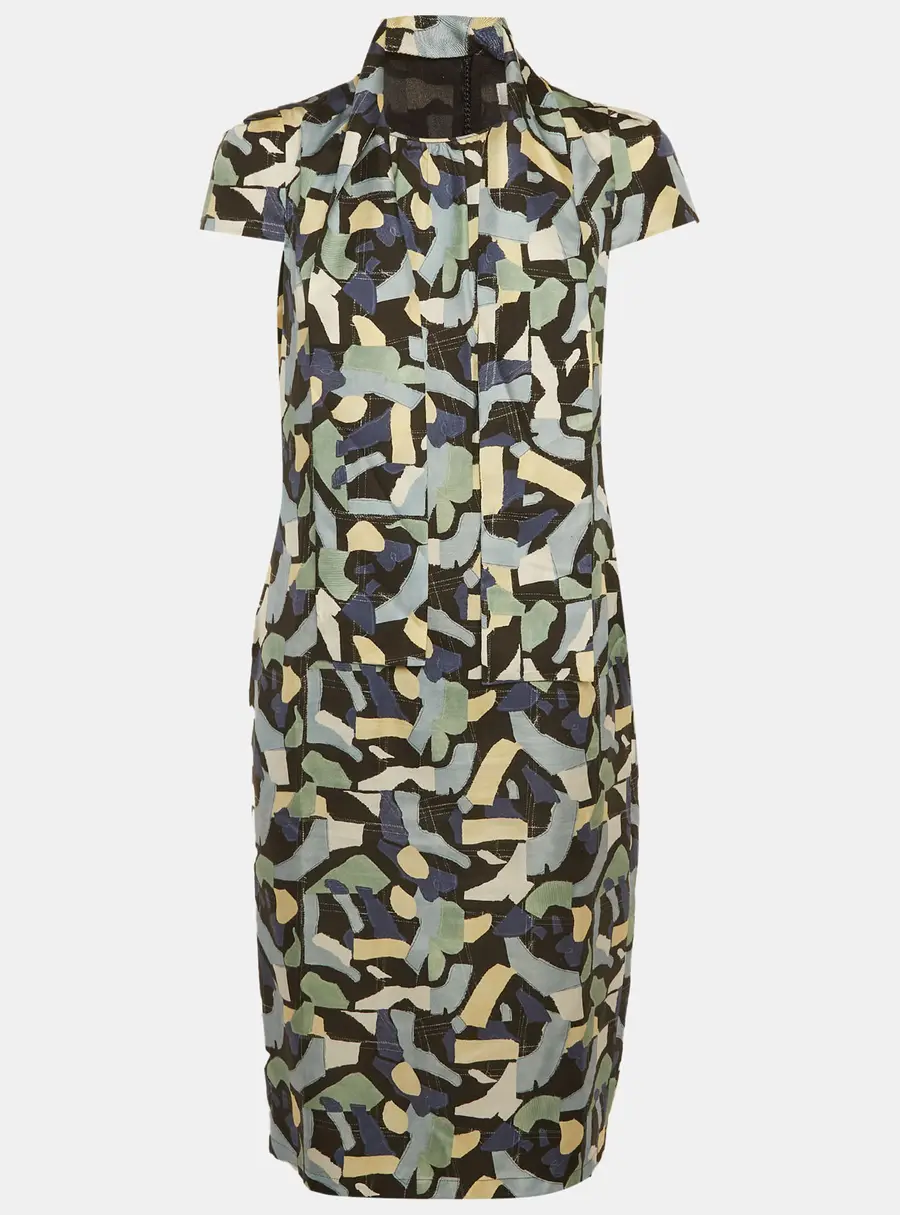 Max Mara Multicolour Satin Cape Sleeve Mini Dress M