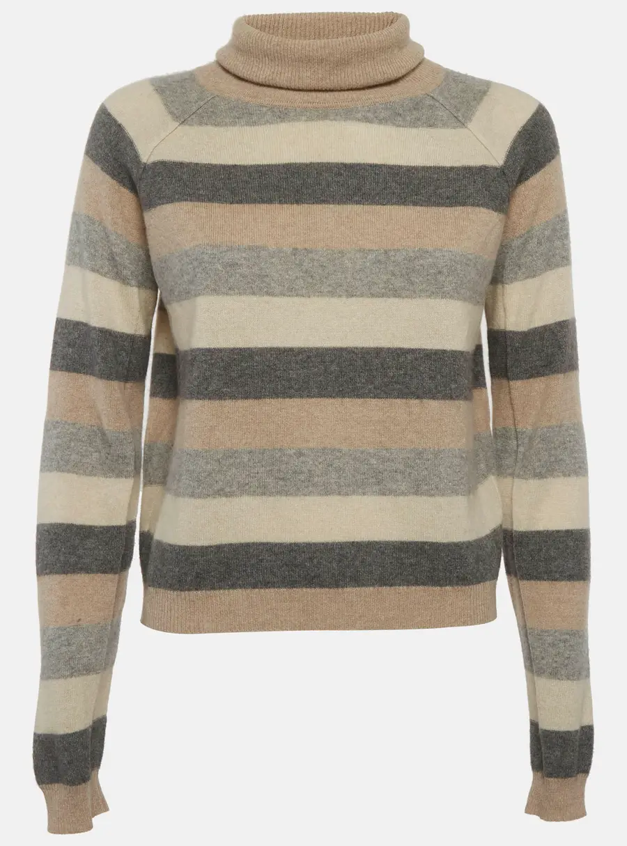Max Mara Multicolour Striped Cashmere Turtle Neck Sweaters M