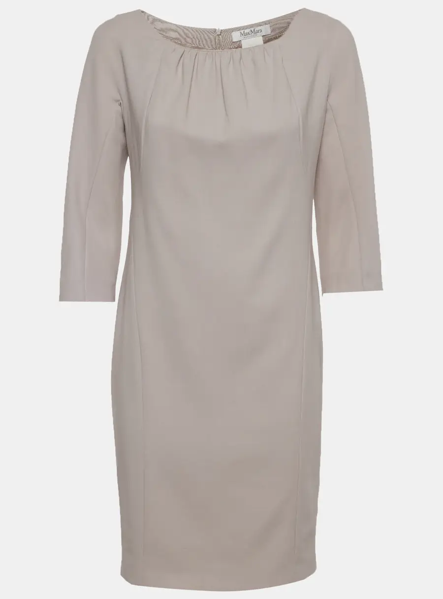 Max Mara Beige Wool Shift Mini Dress S