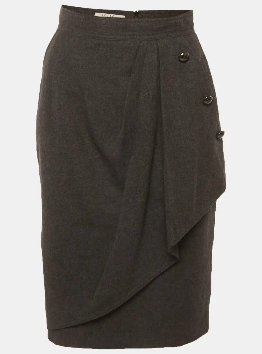 Max Mara Grey Wool Blend Wrap Mini Skirt S