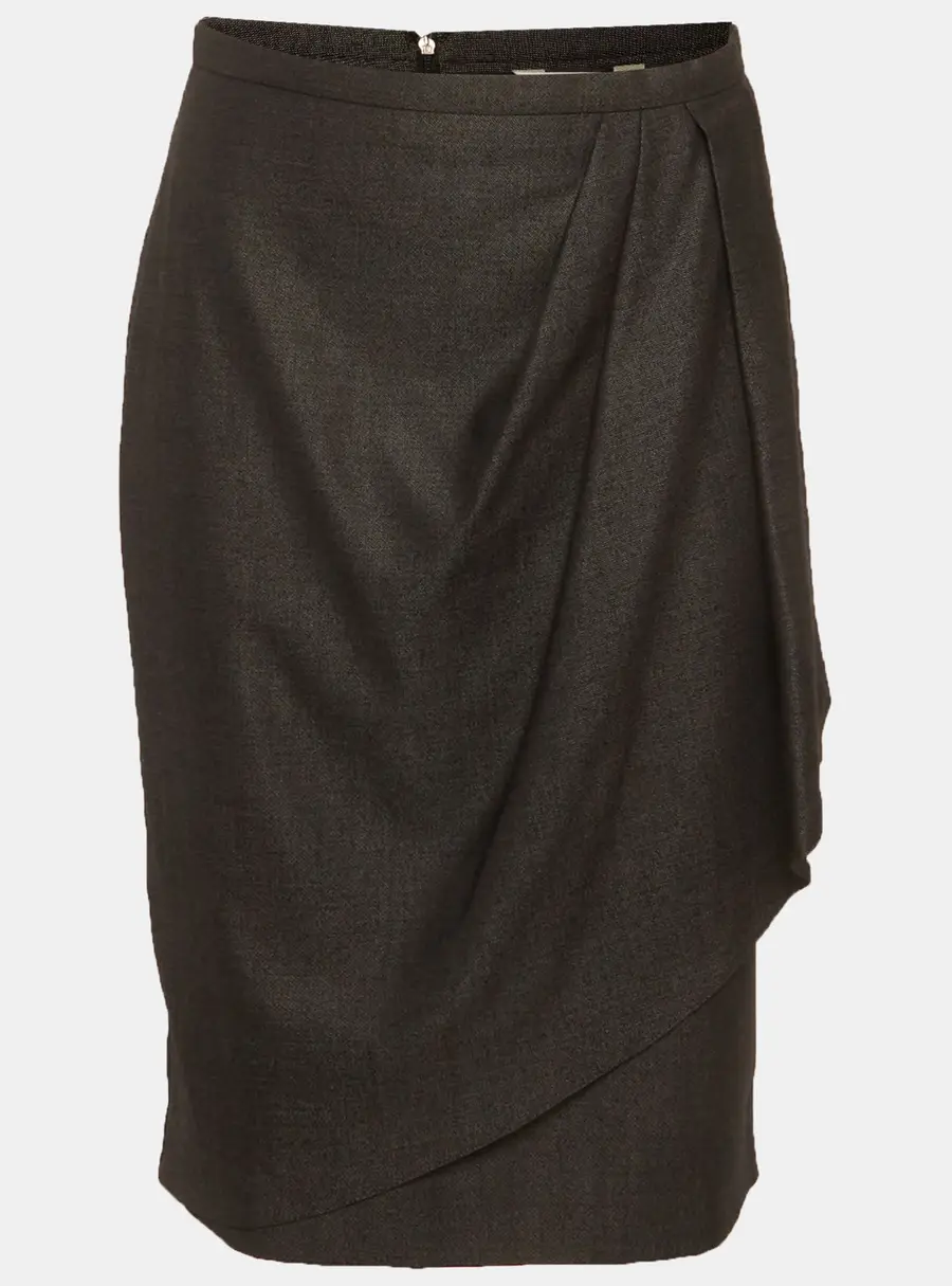 Max Mara Grey Wool Blend Pleated Mini Skirt M