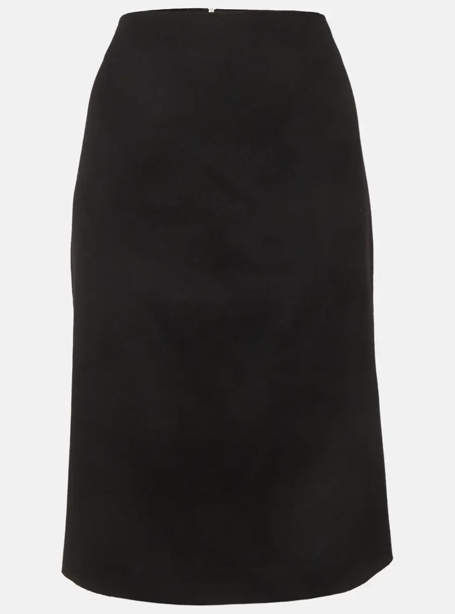 Max Mara Black Flannel Zip Up Pencil Skirt L
