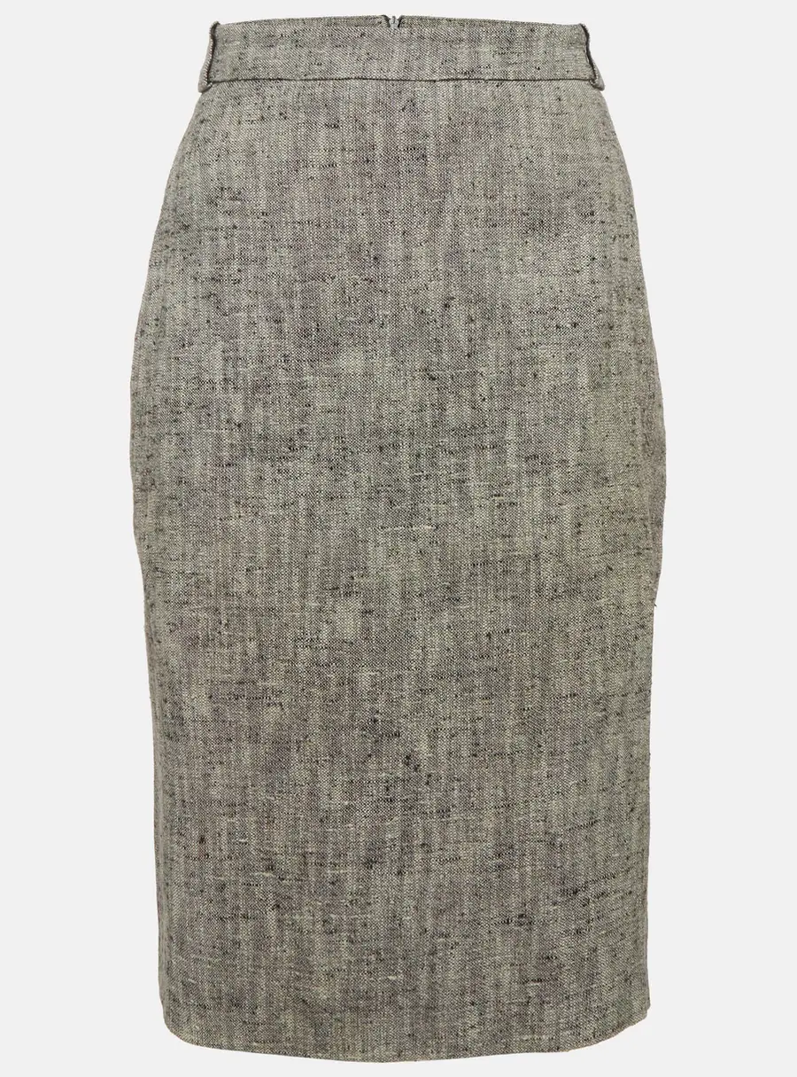 Max Mara Grey Tweed Pencil Skirt L