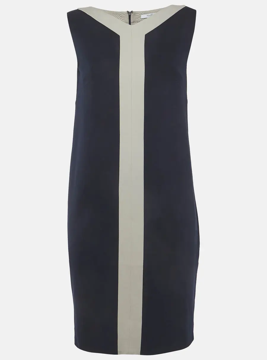 Max Mara Nay Blue Jersey V-Neck Sheath Dress S