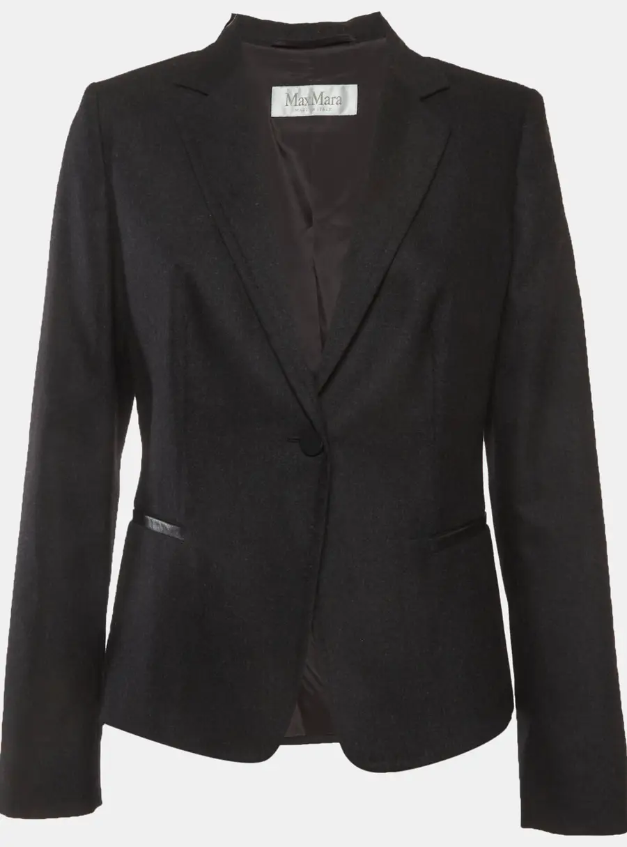 Max Mara Black Wool Blend Single Breasted Blazer M