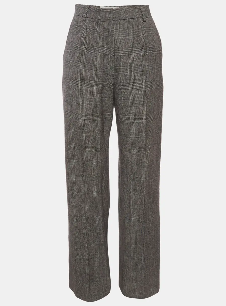Max Mara Grey Glen Plaid Wool Blend Formal Trousers M