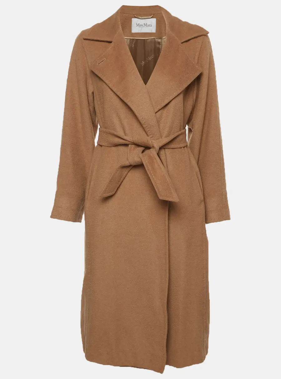 Max Mara Brown Camel Fur Mid-Length Coat S