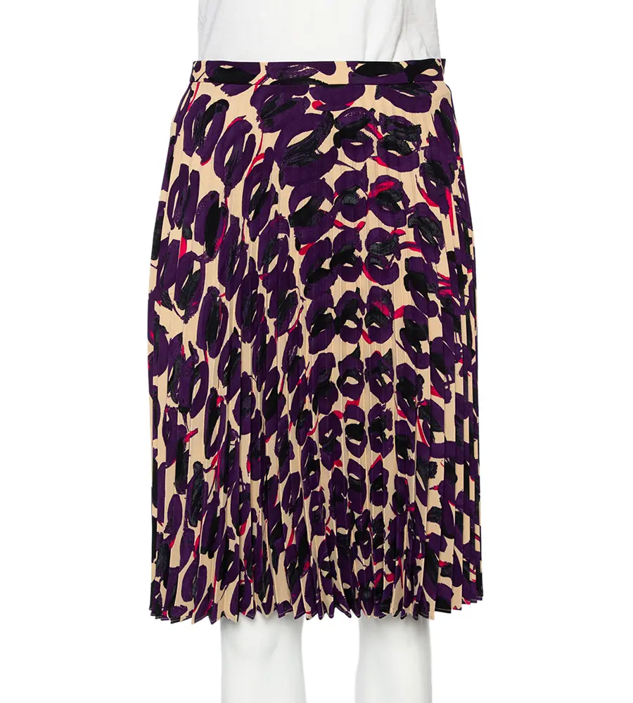 Max Mara Studio Multicolored Printed Georgette Pleated Skirt S
