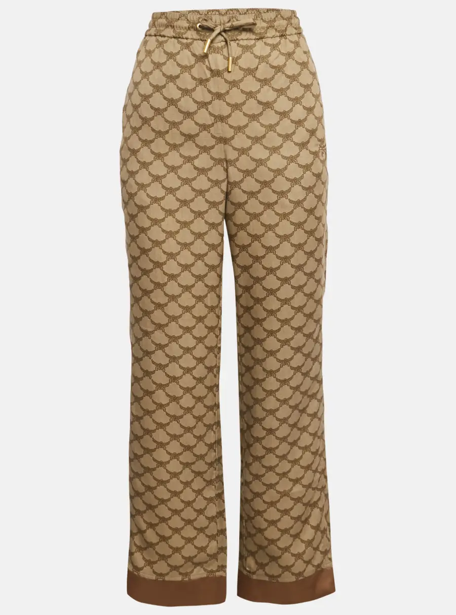 MCM Beige Monogram Jacquard Trousers S