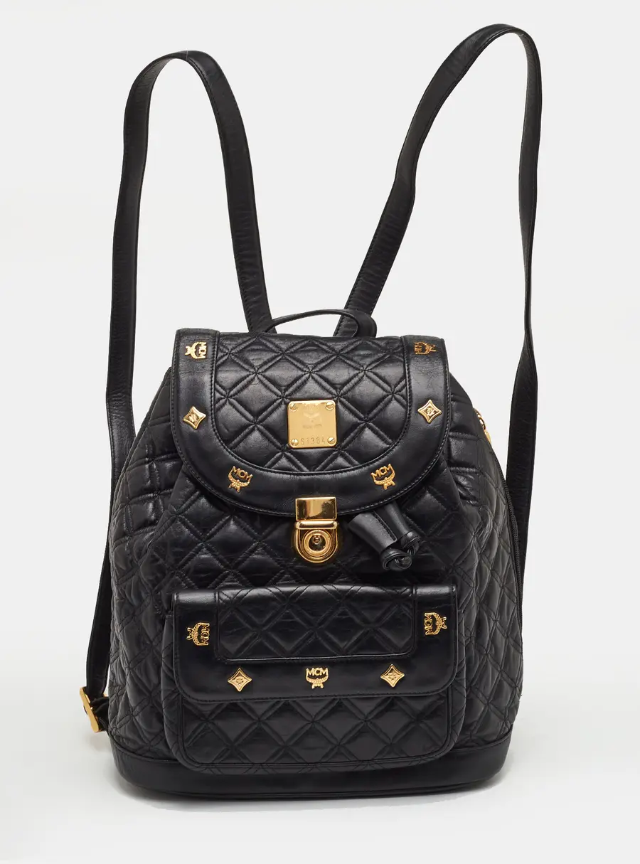 MCM Stark Black Quilted Leather Backpack