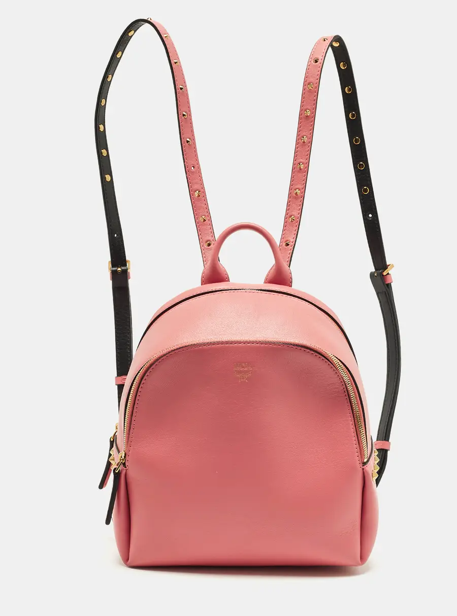 MCM Studded Pink Leather Backpack