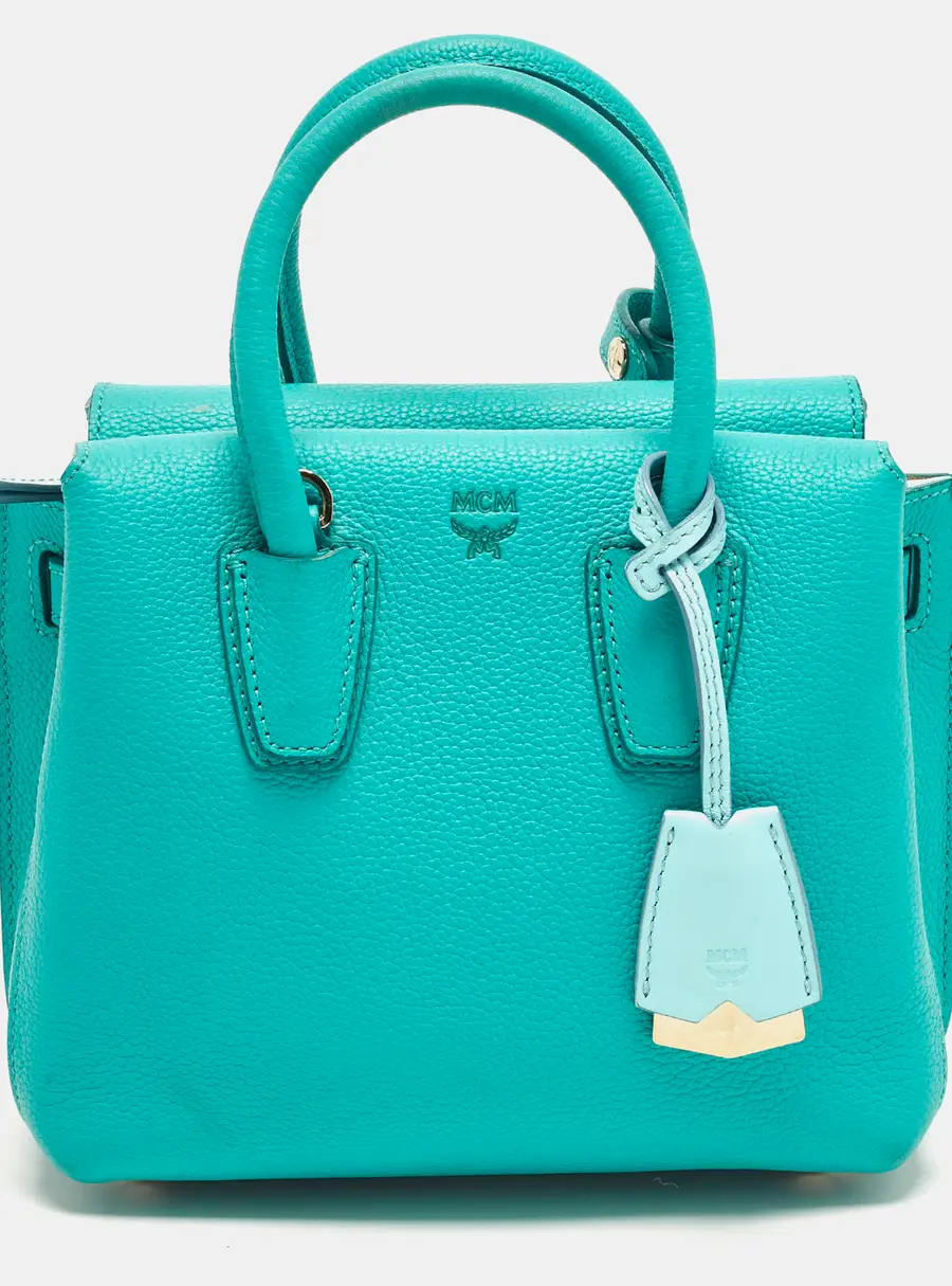 MCM Milla Park Avenue Mini Green Leather Tote