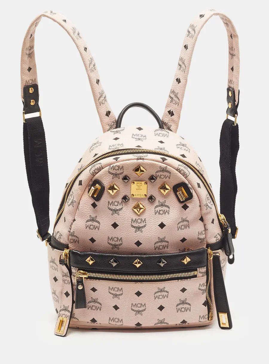 MCM Dual Stark Pink/Black Visetos Coated Canvas and Leather Backpack